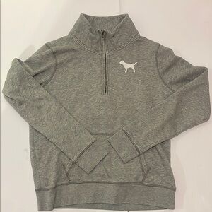 VS PINK SIZE M Gray Half-Zip Sweater